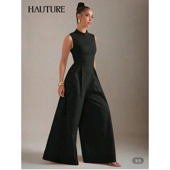 Extreme Wide Leg Zip Front Sleeveless Jumpsuit - Picture 2 of 4